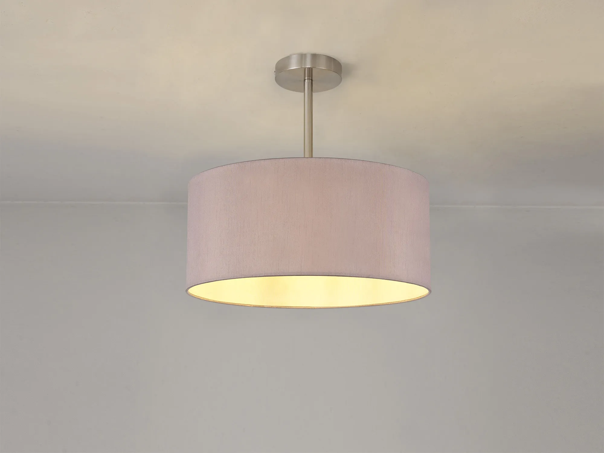 Baymont 40cm Semi Flush 1 Light Satin Nickel, Taupe/Halo Gold DK0249  Deco Baymont